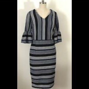 NWT Sz 14 ECI 3/4 Sleeve Casual Stripe Dress